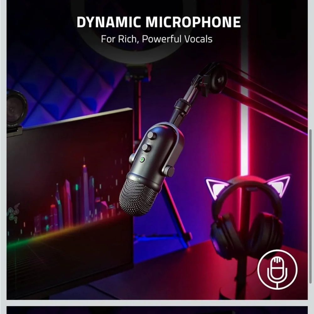New! Onn USB Dual Pattern Microphone Volume/Mute controls & 3.5mm Headphone jack